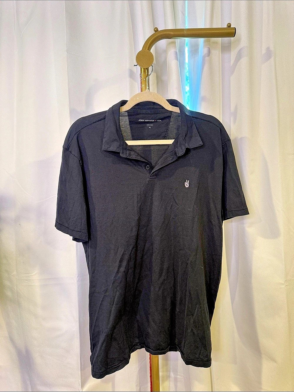 John Varvatos Men's Cotton Polo Shirt Black XL